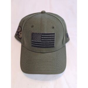 Nascar 24 Olive Green Baseball Cap American Flag Patch Tactical Military Style
